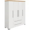 PAIDI Kinder-Drehtürenschrank KIRA 206 x 176 x 56 cm Kreideweiß/Abs.Nebraska