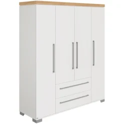 PAIDI Kinder-Drehtürenschrank KIRA 206 x 176 x 56 cm Kreideweiß/Abs.Nebraska