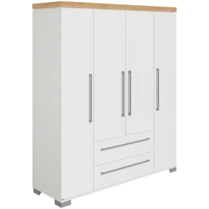 PAIDI Kinder-Drehtürenschrank KIRA 206 x 176 x 56 cm Kreideweiß/Abs.Nebraska