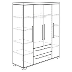PAIDI Kinder-Drehtürenschrank KIRA 206 x 176 x 56 cm Kreideweiß/Abs.Nebraska