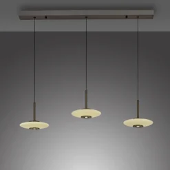 Paul Neuhaus LED Balkenpendel PURE VITRUM 3-flg braun