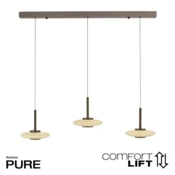 Paul Neuhaus LED Balkenpendel PURE VITRUM 3-flg braun