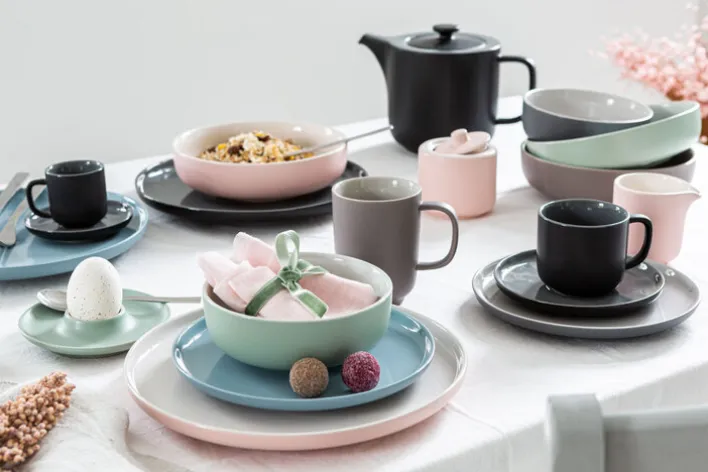Ritzenhoff & Breker Dessertteller JASPER 6er Set taupebraun/ weiß