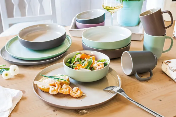 Ritzenhoff & Breker Dessertteller JASPER 6er Set taupebraun/ weiß