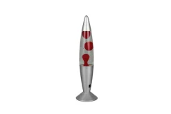 RL Lavalampe VESUV, Metall/Glas/Wachs, Höhe 42 cm Alu-/Nickelfarbig/Rot/Transparent