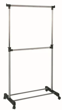 Rollgarderobe 90 x 120(210) cm chromfarbig/grau