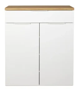 Schuhschrank MUNDI 83 x 102 cm Weiß Hochglanz/Eiche-Riviera-Dekor