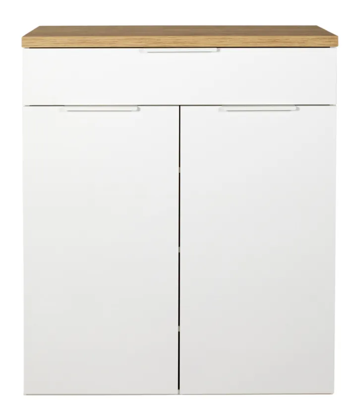 Schuhschrank MUNDI 83 x 102 cm Weiß Hochglanz/Eiche-Riviera-Dekor