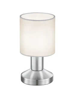 TRIO Retrofit Tischlampe GARDA nickelfarbig/weiß