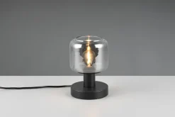 TRIO Tischlampe MATARO Glas Ø 12 cm Höhe 18 cm matt Schwarz/Smoke