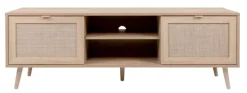TV-Lowboard BALI 150 x 52 cm Sonoma Eiche/ Rafia Geflecht