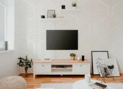 TV-Lowboard BERGEN 160 x 45 cm weiß/Artisan Oak