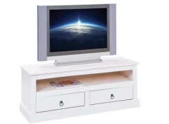 TV-Lowboard LUKAS 118x45x39 cm Massivholz Kiefer weiß