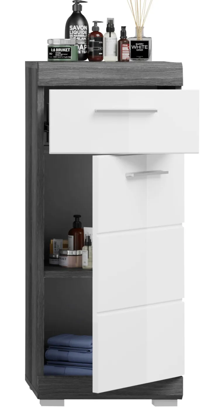 Unterschrank SCOUT 37 x 88 cm grau/ weiß Hochglanz