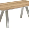 VENJAKOB Esstisch Eiche 160 x 90 x 75 cm geölt Braun/Silberfarbig