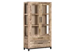 Vitrine CHASE 100 x 180 cm Mango massiv/schwarz
