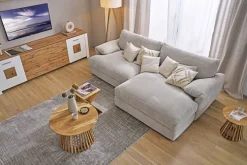 Vitrine RAMIRA 80x202 cm Weiß supermatt / Eiche Nachbildung