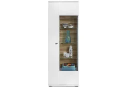 Vitrine 70x197 cm Weiß / Nox Oak