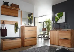 Wandgarderobe VICENZA 80 x 40 cm Kernbuche massiv natur geölt/Absetzung Anthrazit gebeizt