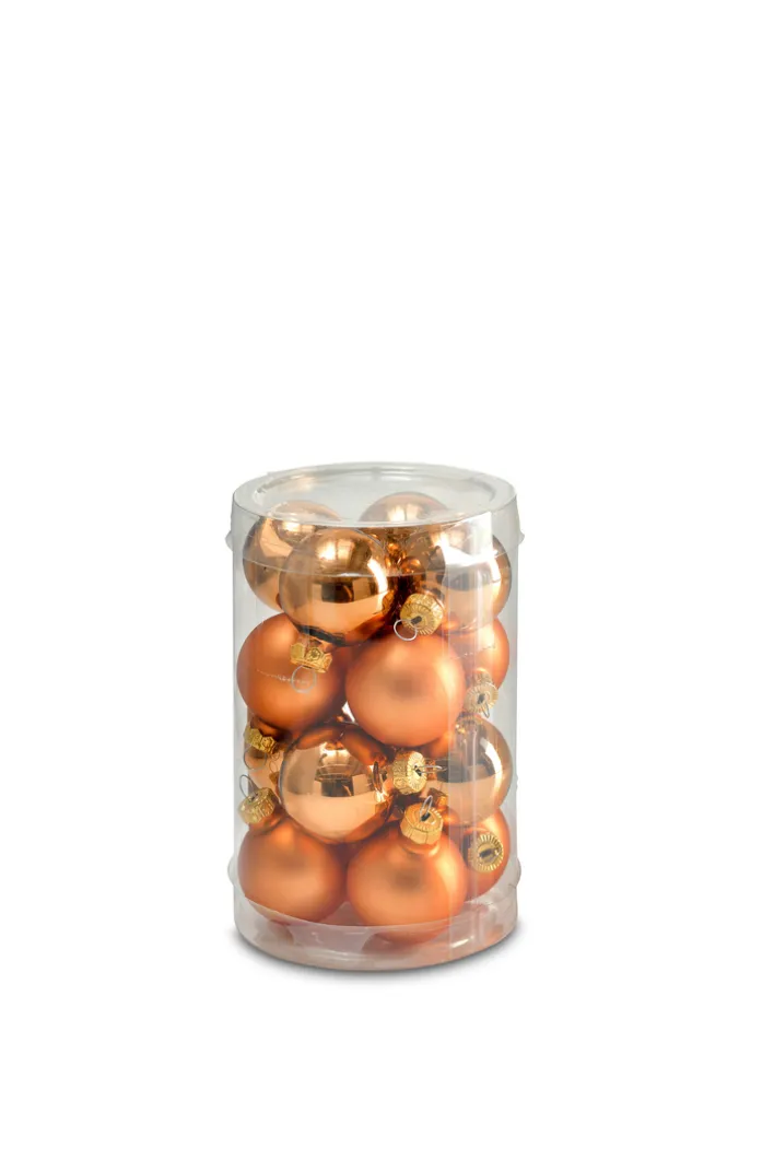 Weihnachtskugel 16er Box 3,5 cm Glas rund matt/hochglanz Brandy