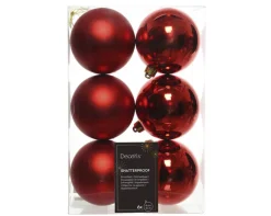 Weihnachtskugeln Set 6-tlg. 8 cm bruchfest weihnachtsrot
